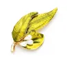 Folha verde com pérolas - broche