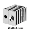 N35 - neodymium magneet - sterk blok - 20mm * 10mm * 3mm - met 4 mm gatN35