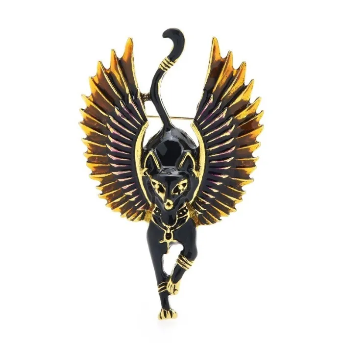 BrochesGato ángel volador con alas - broche de esmalte
