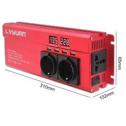 6000W - DC 12V/24V do AC 220V - wyświetlacz LED - przetwornica samochodowa - konwerter - ładowarka - transformatorKonwertery