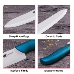 Keramiske kniver med deksler / skreller - 4 stk sett