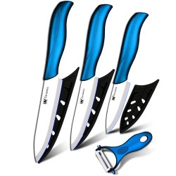 Keramiske kniver med deksler / skreller - 4 stk sett