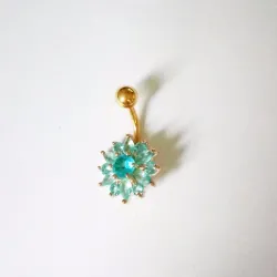 Krystalblomst - navlepiercing - 316L rustfrit stål