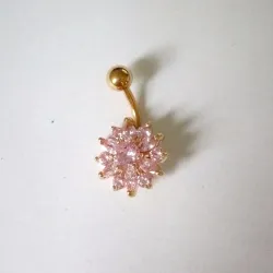 Krystallblomst - navlepiercing - 316L rustfritt stål