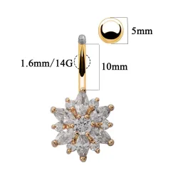 Krystalblomst - navlepiercing - 316L rustfrit stål