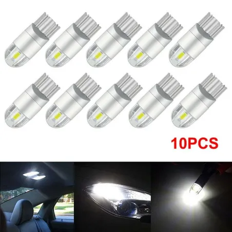 T10 - 3030 - 2SMD - 12V - LED - lâmpada automotiva - branca - 10 peças