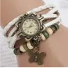Bracciale multistrato vintage - con orologio al quarzo - perline / farfalla