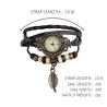 Mehrschichtiges Vintage-Armband - mit Quarzuhr - Perlen / Blatt