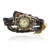 Mehrschichtiges Vintage-Armband - mit Quarzuhr - Perlen / Blatt