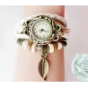 Vintage multi layer bracelet - with Quartz watch - beads / leafBracelets