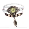 Vintage multi layer armband - met Quartz horloge - kralen / bladArmbanden