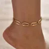 Bracelet de cheville coquillage doré