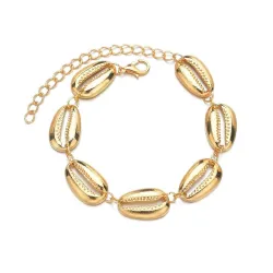 Bracelet de cheville coquillage doré