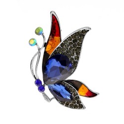 Krystall sommerfugl brosje