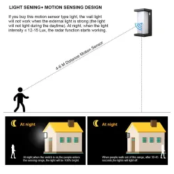 Lampe d'extérieur LED moderne - murale - avec détecteur de mouvement - étanche IP65 - 24W