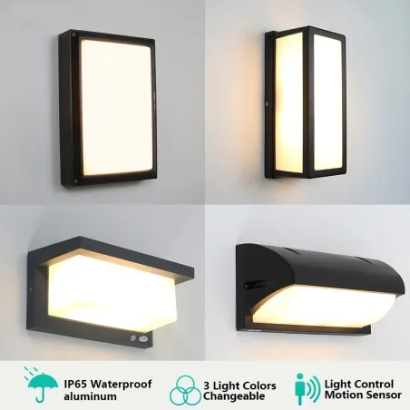 Moderne LED utelys - veggmontert - med bevegelsessensor - IP65 vanntett - 24W