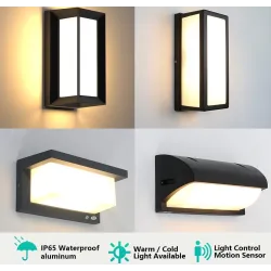 Lampe d'extérieur LED moderne - murale - avec détecteur de mouvement - étanche IP65 - 24W