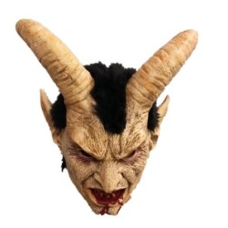 MáscaraLucifer con cuernos - Mascarilla de látex de Halloween