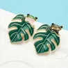 Frog and the leaf - enamel broochBrooches