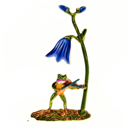 Spille fiolin frosk / blomst - brosje