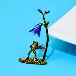 Spille fiolin frosk / blomst - brosje
