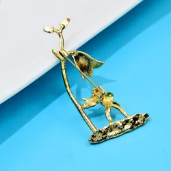 Grenouille jouant du violon / fleur - broche