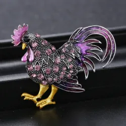 Broche coq en cristal