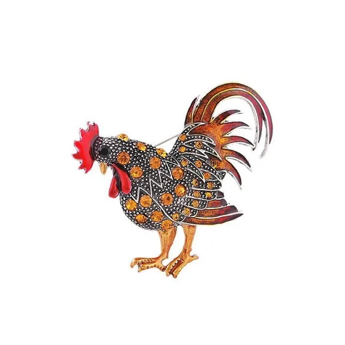 Broche coq en cristal