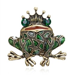 Kryształowa żaba w koronie - broszkaBroszki