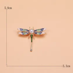 Crystal dragonfly with pearl - broochBrooches