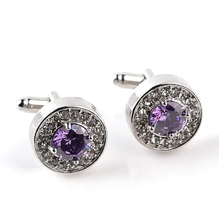 Round crystal silver cufflinksCufflinks