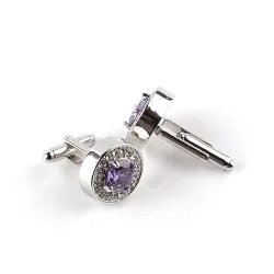 Round crystal silver cufflinksCufflinks