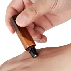 Leere Parfümflasche - Braunglas - mit Rolle - 5 Stück