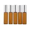 Leere Parfümflasche - Braunglas - mit Rolle - 5 Stück