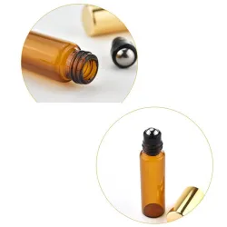 Leere Parfümflasche - Braunglas - mit Rolle - 5 Stück