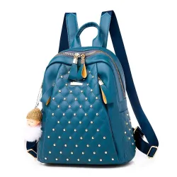 Leather backpack - with decorative studs - large capacityBackpacks