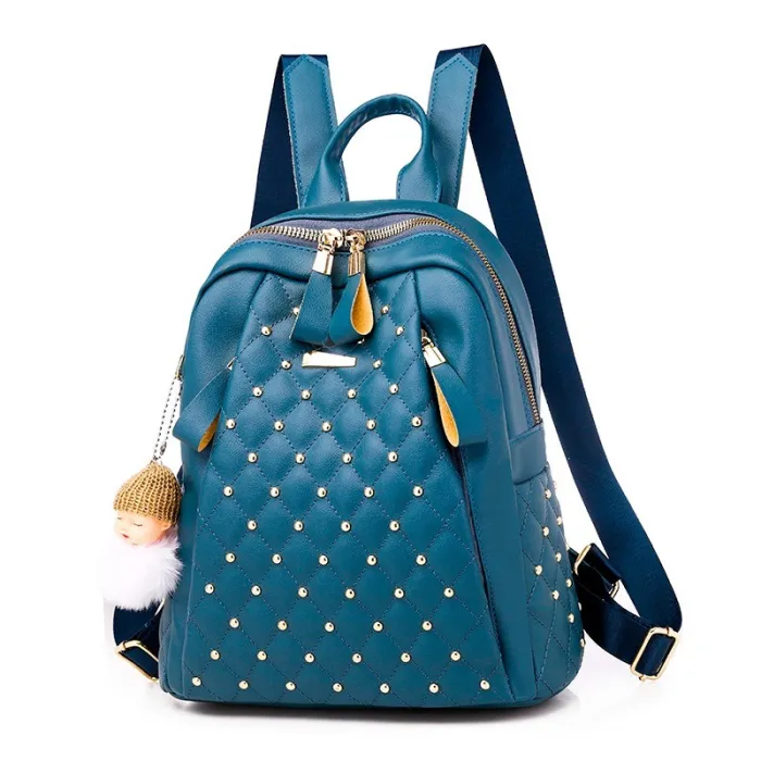Leather backpack - with decorative studs - large capacityBackpacks