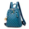 Leather backpack - with decorative studs - large capacityBackpacks