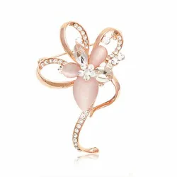 Fleur d'opale rose avec cristaux - broche élégante