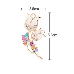 Tulipes d'opale double avec cristaux - broche