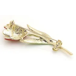 Tulipe rouge avec cristaux - broche