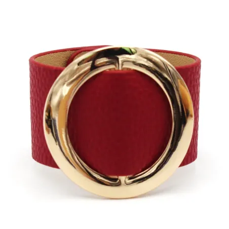 Breites Lederarmband - mit Metallkreis