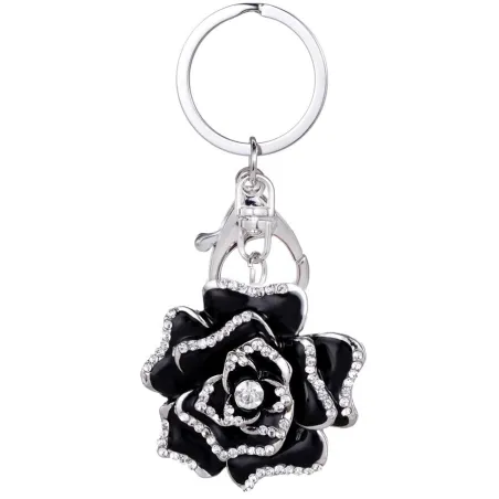 Chaveiro de metal com cristal rosa