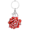 Chaveiro de metal com cristal rosa