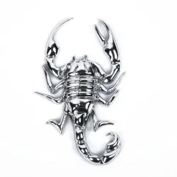 Silverskorpion - metallemblem - bilklistermärke