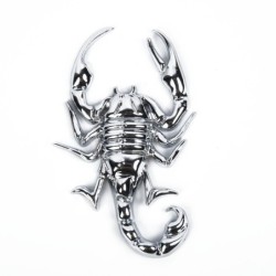 Srebrny skorpion - metalowy emblemat - naklejka na samochódNaklejki