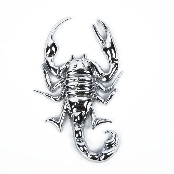 Silverskorpion - metallemblem - bilklistermärke