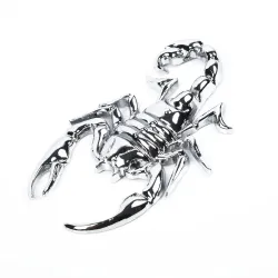 Scorpione d'argento - emblema in metallo - adesivo per auto