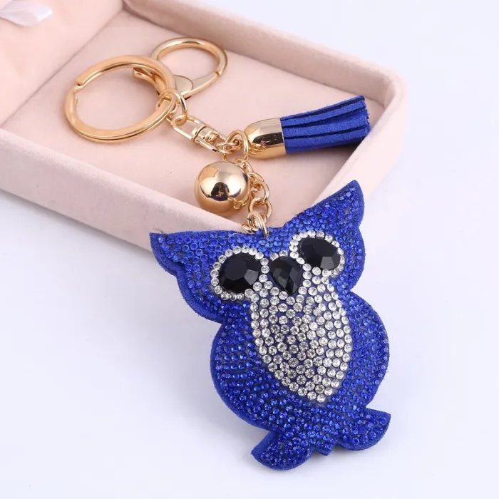 Chouette en cristal - porte-clés en métal