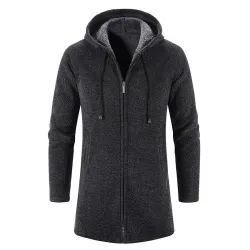 Elegant warm pullover - long hooded sweaterJackets